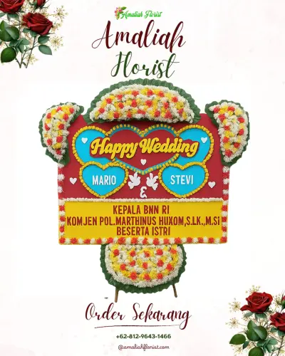 Karangan Papan Bunga Pernikahan di Selindung